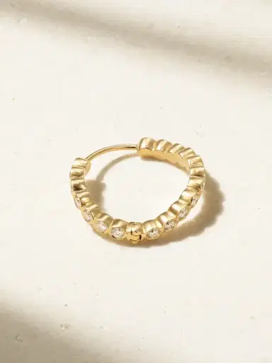 Sophie Bille Brahe Courant D'ensemble 18-karat Recycled Gold Diamond Single Hoop Earring | Thumbnail 1 Sophie Bille Brahe Courant D'ensemble 18-karat Recycled Gold Diamond Single Hoop Earring | Thumbnail 1
