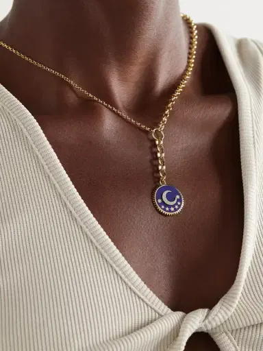 Foundrae Blue Crescent 18-karat Gold, Diamond And Enamel Necklace | Thumbnail 2 Foundrae Blue Crescent 18-karat Gold, Diamond And Enamel Necklace | Thumbnail 2