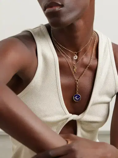 Foundrae Blue Crescent 18-karat Gold, Diamond And Enamel Necklace | Thumbnail 5 Foundrae Blue Crescent 18-karat Gold, Diamond And Enamel Necklace | Thumbnail 5