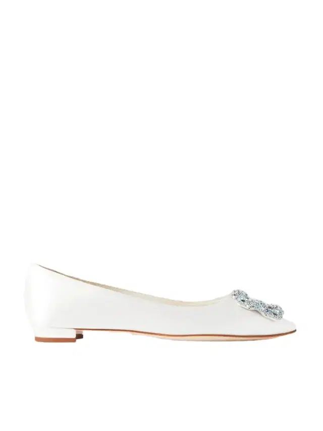Hangisiflat Crystal-embellished Satin Point-toe Flats