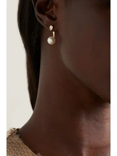 Mizuki 14-karat Gold, Pearl And Diamond Earrings | Thumbnail 2
