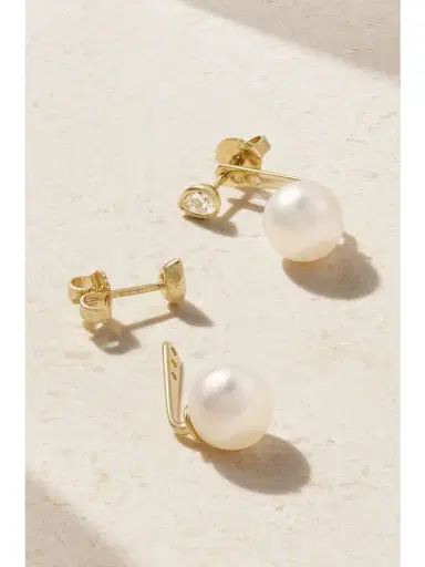 Mizuki 14-karat Gold, Pearl And Diamond Earrings | Thumbnail 3