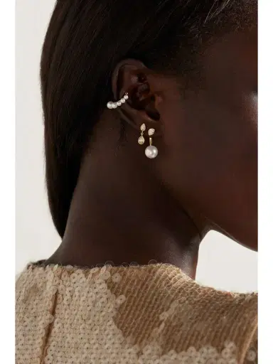 Mizuki 14-karat Gold, Pearl And Diamond Earrings | Thumbnail 4