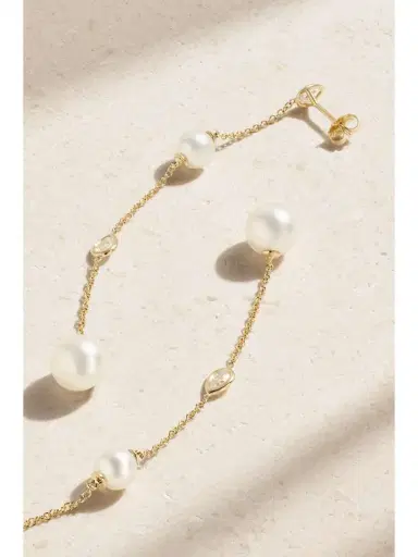 Mizuki 14-karat Gold, Pearl And Diamond Earrings | Thumbnail 3