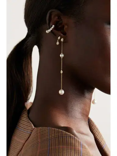 Mizuki 14-karat Gold, Pearl And Diamond Earrings | Thumbnail 4