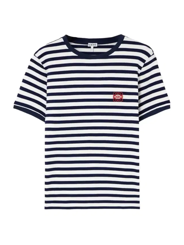 Anagram Embroidered Striped Jersey T-shirt - x large