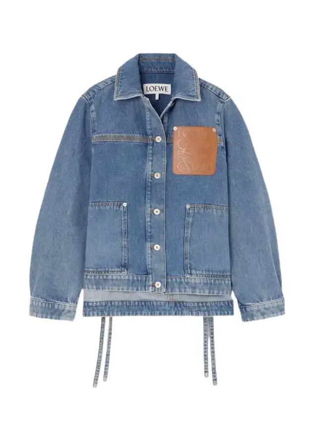 Leather-trimmed Denim Jacket