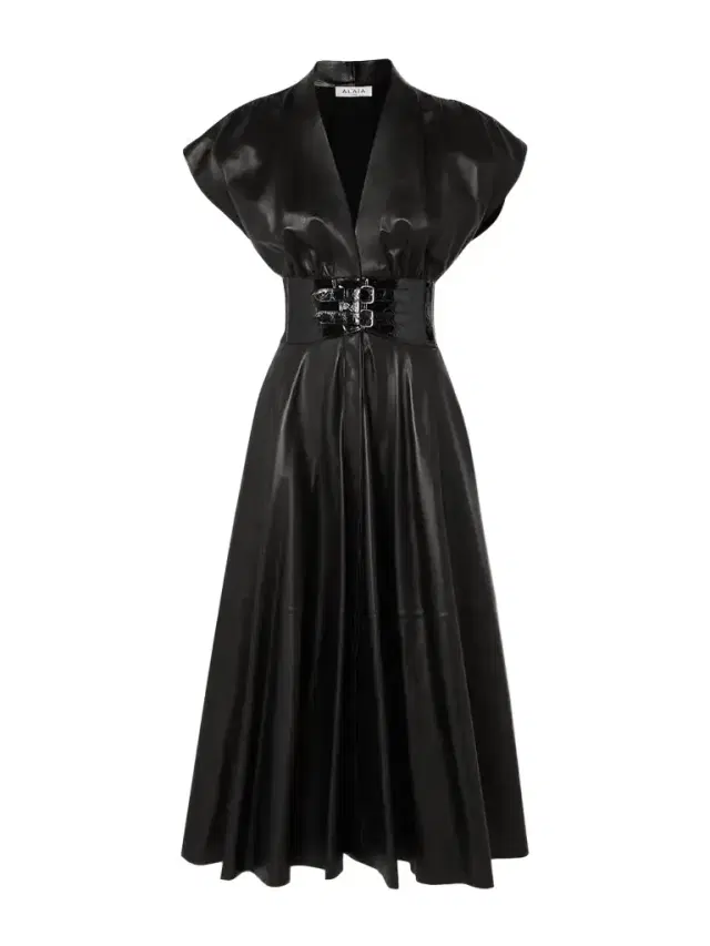 Archetypes Belted Leather Midi Dress