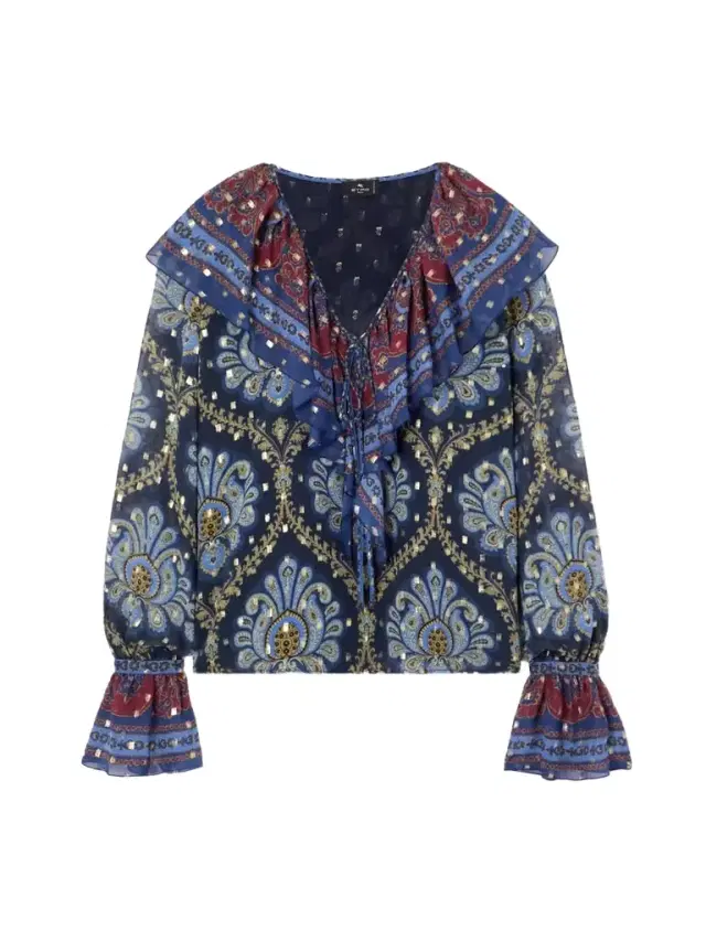 Paisley-print Metallic Fil Coupé Silk-blend Blouse