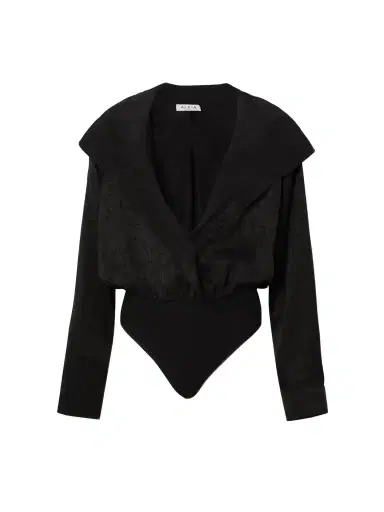 Alaïa Archetypes Hooded Satin-jacquard Bodysuit | Thumbnail 1 Alaïa Archetypes Hooded Satin-jacquard Bodysuit | Thumbnail 1