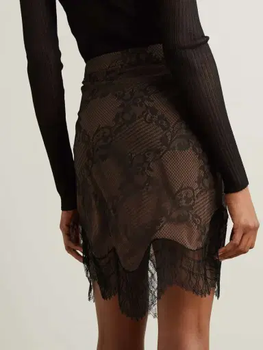 Tom Ford Satin And Scalloped Lace Skirt | Thumbnail 3
