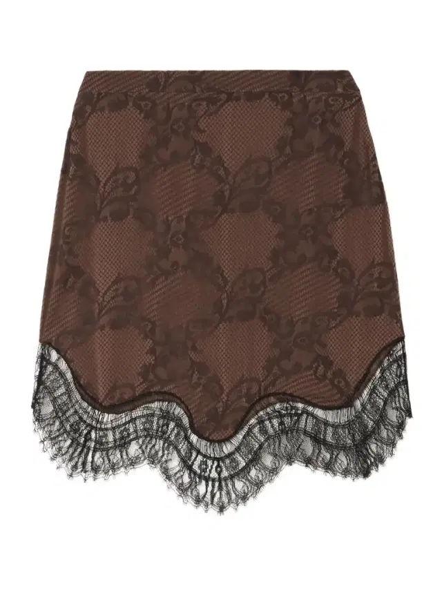 Satin And Scalloped Lace Skirt