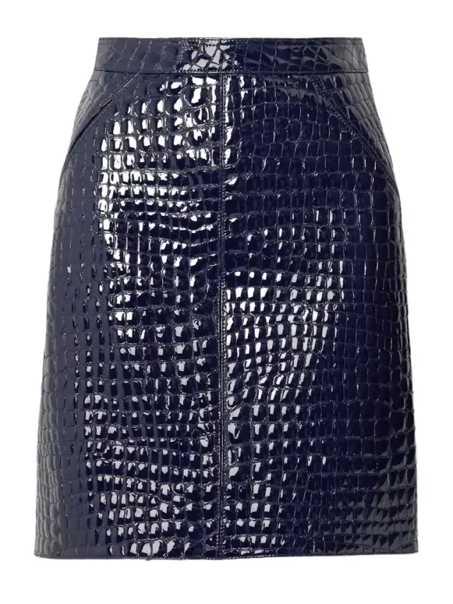 Croc-effect Patent-leather Mini Skirt