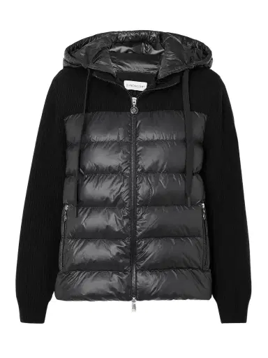 Moncler Ribbed Quilted Hooded Wool-trimmed Shell Down Jacket | Thumbnail 1 Moncler Ribbed Quilted Hooded Wool-trimmed Shell Down Jacket | Thumbnail 1