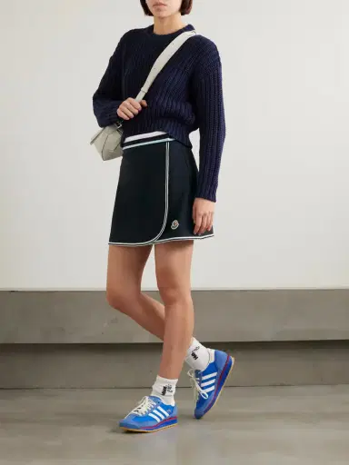 Moncler Appliquéd Striped Cotton-piqué Mini Wrap Skirt | Thumbnail 2