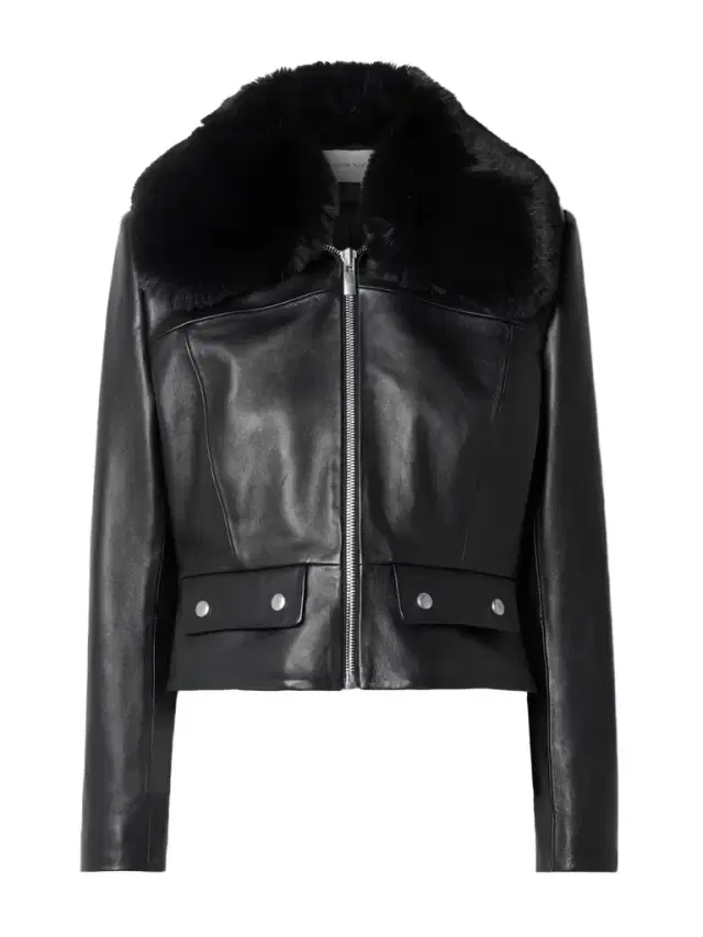 Faux Fur-trimmed Leather Jacket
