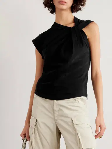 Isabel Marant Nayda Knotted Cotton-jersey Top | Thumbnail 3 Isabel Marant Nayda Knotted Cotton-jersey Top | Thumbnail 3