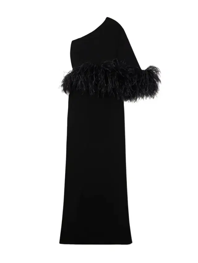 Alder One-shoulder Feather-trimmed Crepe Gown
