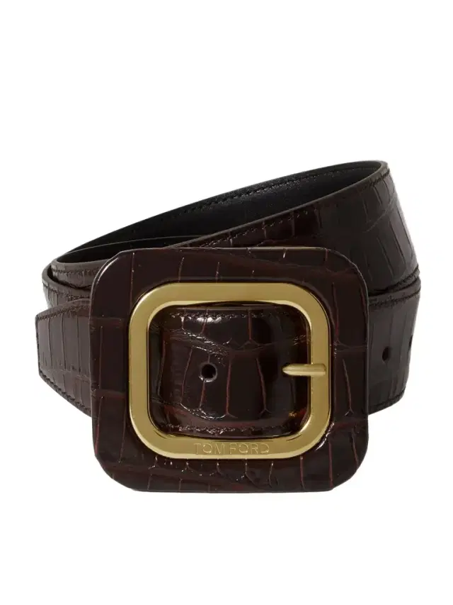 Frame Croc-effect Glossed-leather Waist Belt