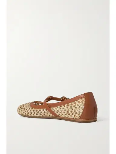 Ancient Greek Sandals Aerati Leather-trimmed Woven Raffia Ballet Flats | Thumbnail 3 Ancient Greek Sandals Aerati Leather-trimmed Woven Raffia Ballet Flats | Thumbnail 3