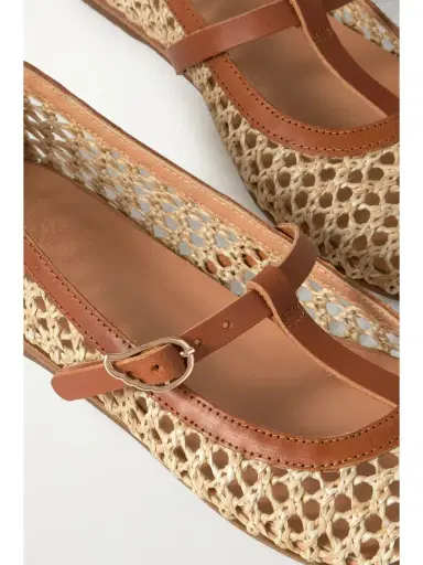 Ancient Greek Sandals Aerati Leather-trimmed Woven Raffia Ballet Flats | Thumbnail 4 Ancient Greek Sandals Aerati Leather-trimmed Woven Raffia Ballet Flats | Thumbnail 4