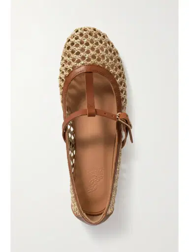 Ancient Greek Sandals Aerati Leather-trimmed Woven Raffia Ballet Flats | Thumbnail 5 Ancient Greek Sandals Aerati Leather-trimmed Woven Raffia Ballet Flats | Thumbnail 5
