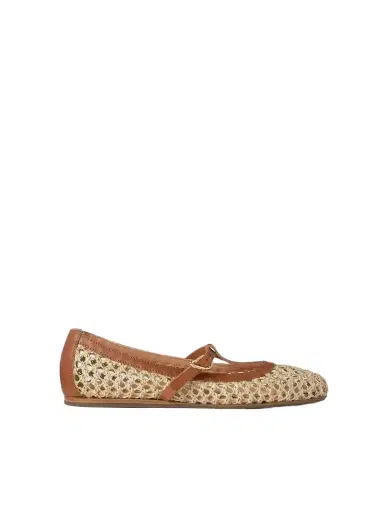 Ancient Greek Sandals Aerati Leather-trimmed Woven Raffia Ballet Flats | Thumbnail 1 Ancient Greek Sandals Aerati Leather-trimmed Woven Raffia Ballet Flats | Thumbnail 1