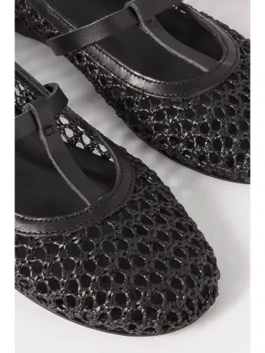 Ancient Greek Sandals Aerati Leather-trimmed Woven Raffia Ballet Flats | Thumbnail 4