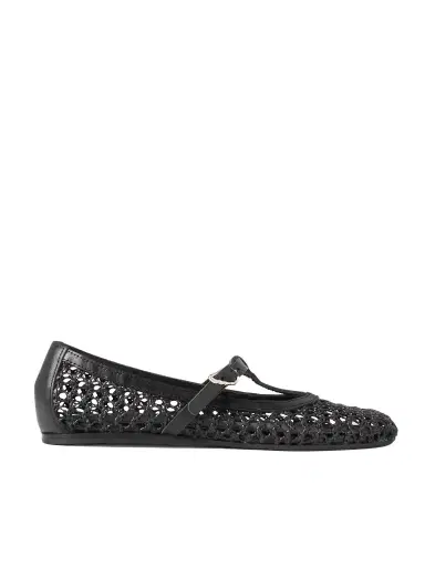 Ancient Greek Sandals Aerati Leather-trimmed Woven Raffia Ballet Flats | Thumbnail 1