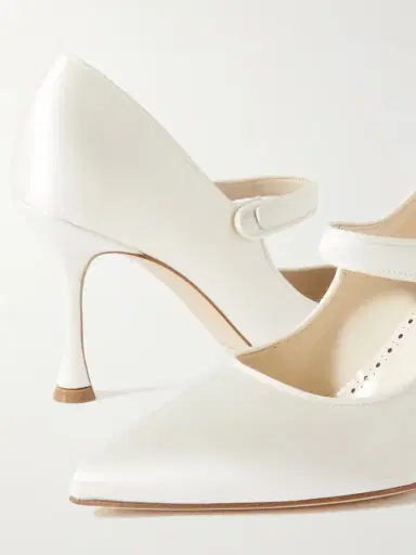 Manolo Blahnik Campari Bridal 90 Grosgrain-trimmed Satin Mary Jane Pumps | Thumbnail 4 Manolo Blahnik Campari Bridal 90 Grosgrain-trimmed Satin Mary Jane Pumps | Thumbnail 4