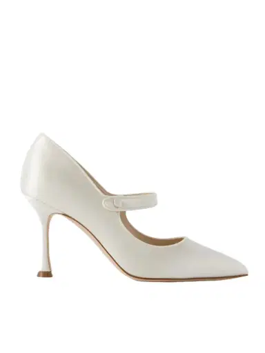 Manolo Blahnik Campari Bridal 90 Grosgrain-trimmed Satin Mary Jane Pumps | Thumbnail 1 Manolo Blahnik Campari Bridal 90 Grosgrain-trimmed Satin Mary Jane Pumps | Thumbnail 1