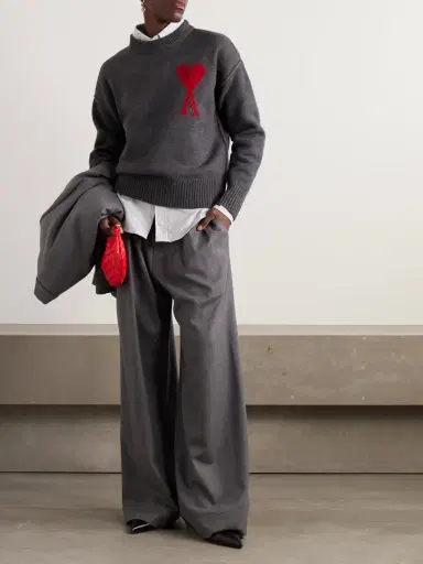 AMI PARIS + Net Sustain Adc Intarsia Wool Sweater | Thumbnail 2 AMI PARIS + Net Sustain Adc Intarsia Wool Sweater | Thumbnail 2