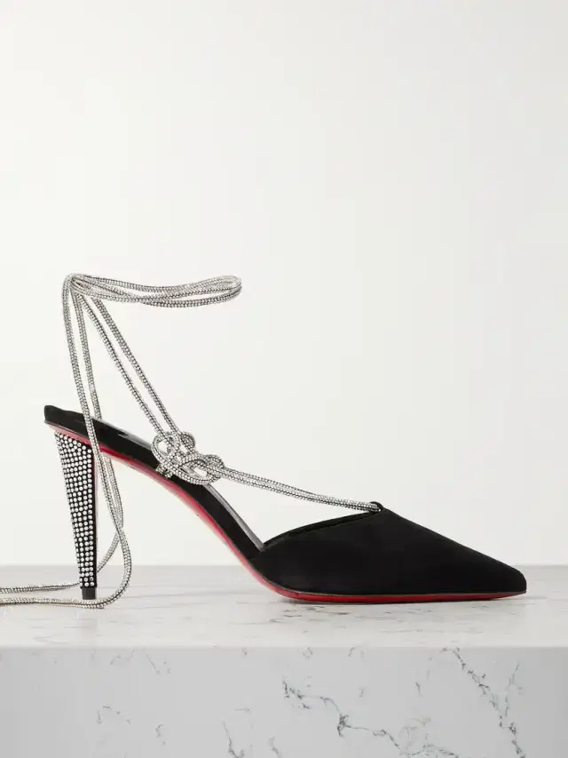 Astrid 85 Crystal-embellished Suede Pumps