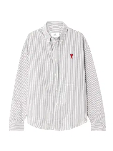 AMI PARIS Adc Embroidered Striped Cotton-poplin Shirt | Thumbnail 1 AMI PARIS Adc Embroidered Striped Cotton-poplin Shirt | Thumbnail 1