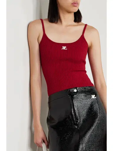 Courrèges Reedition Appliquéd Ribbed-knit Tank | Thumbnail 3