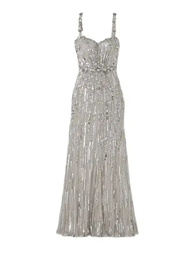 Bright Gem Embellished Sequined Tulle Gown