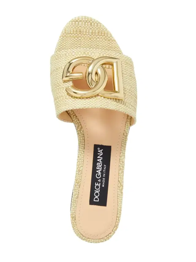 Bianca Logo-embellished Raffia Slides