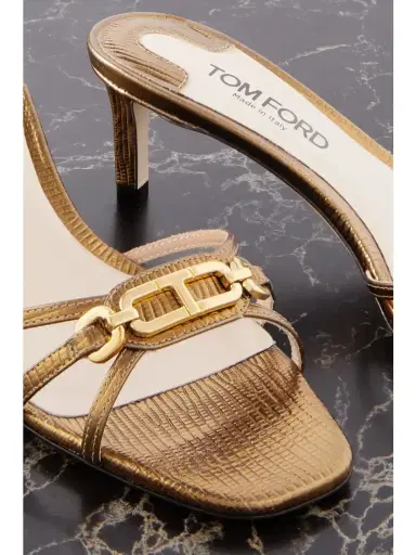 Tom Ford Embellished Lizard-effect Metallic Leather Mules | Thumbnail 4 Tom Ford Embellished Lizard-effect Metallic Leather Mules | Thumbnail 4