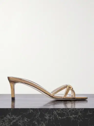 Tom Ford Embellished Lizard-effect Metallic Leather Mules | Thumbnail 1 Tom Ford Embellished Lizard-effect Metallic Leather Mules | Thumbnail 1