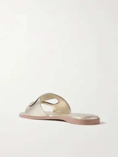Valentino Garavani Vlogo Cutout Metallic Leather Slides | Thumbnail 3 Valentino Garavani Vlogo Cutout Metallic Leather Slides | Thumbnail 3