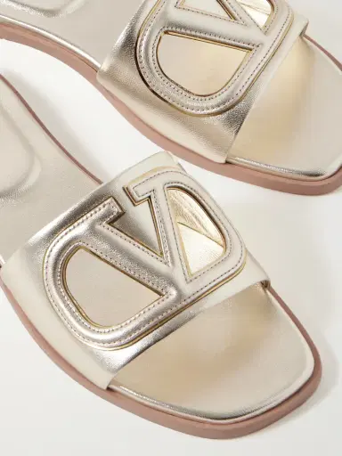 Valentino Garavani Vlogo Cutout Metallic Leather Slides | Thumbnail 4 Valentino Garavani Vlogo Cutout Metallic Leather Slides | Thumbnail 4