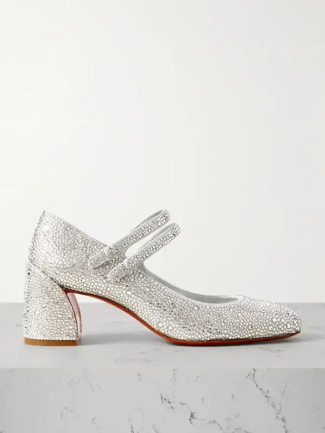 Miss Jane Strass 55 Crystal-embellished Suede Pumps
