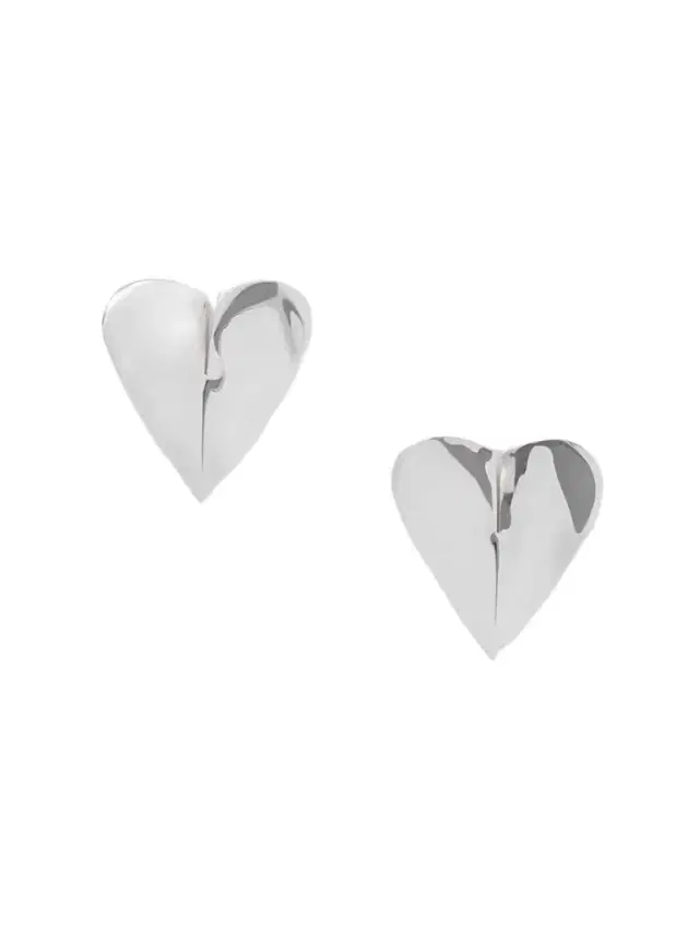 Torn Heart Oversized Silver-tone Earrings