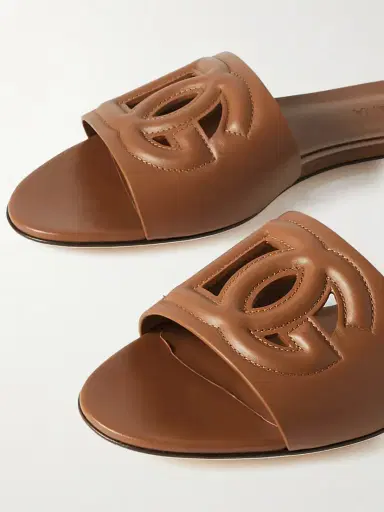 Dolce & Gabbana Bianca Cutout Leather Slides | Thumbnail 4 Dolce & Gabbana Bianca Cutout Leather Slides | Thumbnail 4