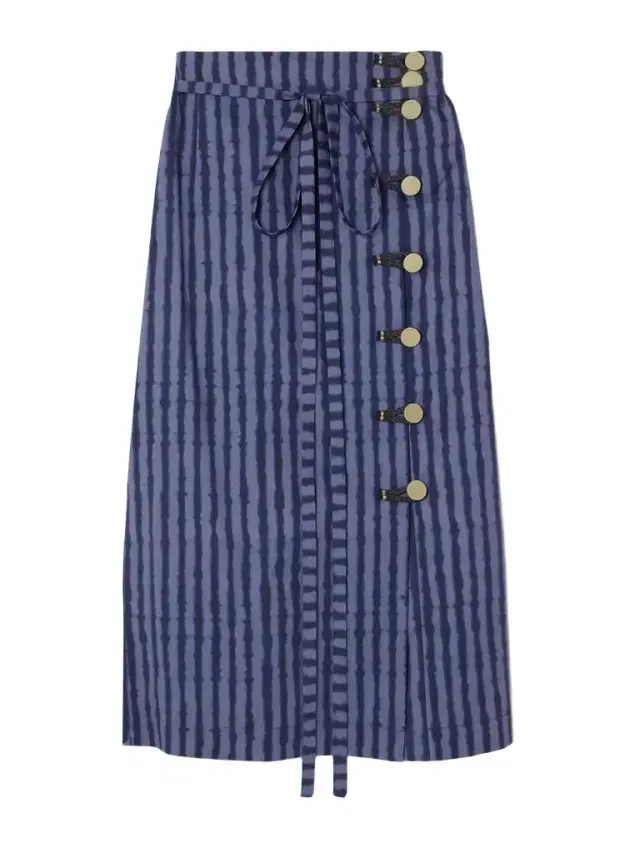 Hiroki Braided Striped Cotton-blend Poplin Midi Skirt