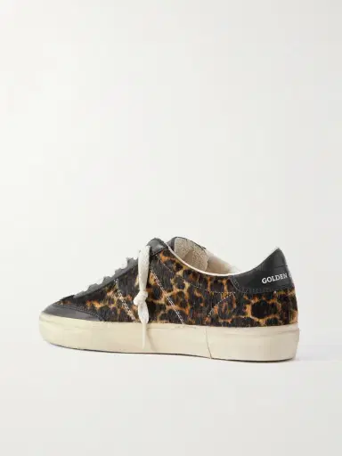 Golden Goose Soul-star Distressed Leather-trimmed Leopard-print Calf Hair Sneakers | Thumbnail 3 Golden Goose Soul-star Distressed Leather-trimmed Leopard-print Calf Hair Sneakers | Thumbnail 3