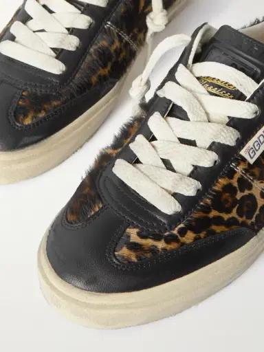 Golden Goose Soul-star Distressed Leather-trimmed Leopard-print Calf Hair Sneakers | Thumbnail 4 Golden Goose Soul-star Distressed Leather-trimmed Leopard-print Calf Hair Sneakers | Thumbnail 4