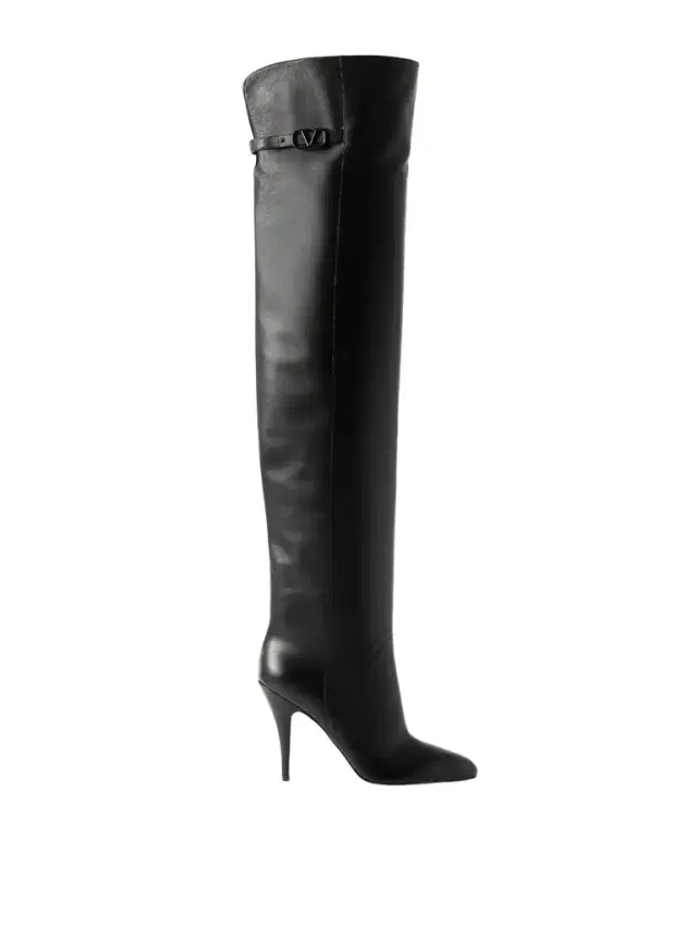 105 Buckle-embellished Leather Over-the-knee Boots