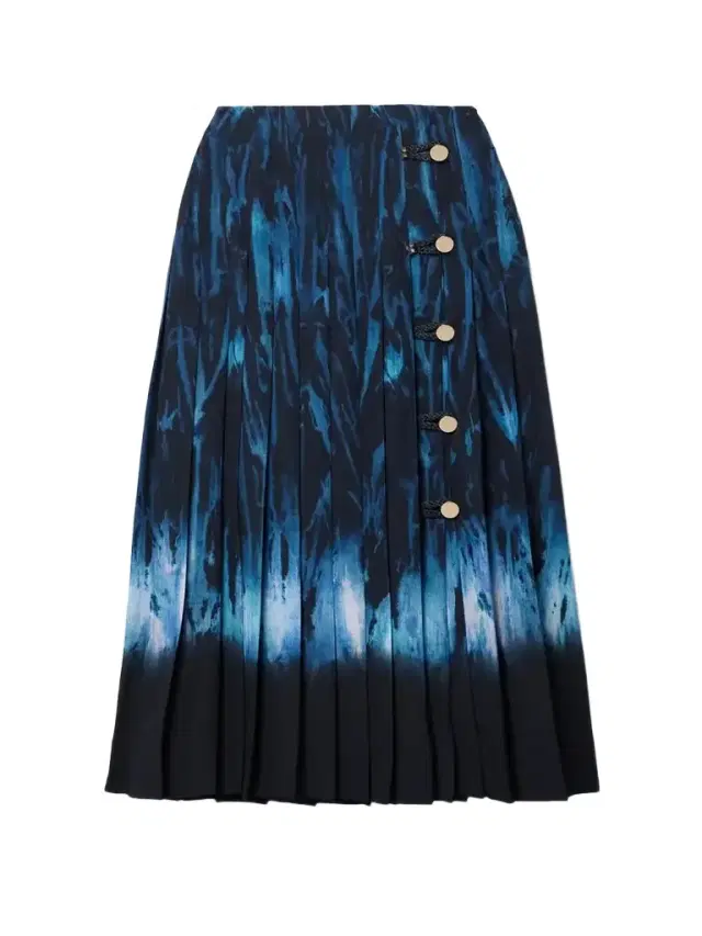 Tullius Pleated Printed Crepe De Chine Midi Skirt
