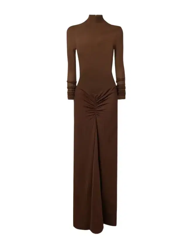 Fusion Gathered Stretch-jersey And Stretch-crepe Turtleneck Maxi Dress - UK 14